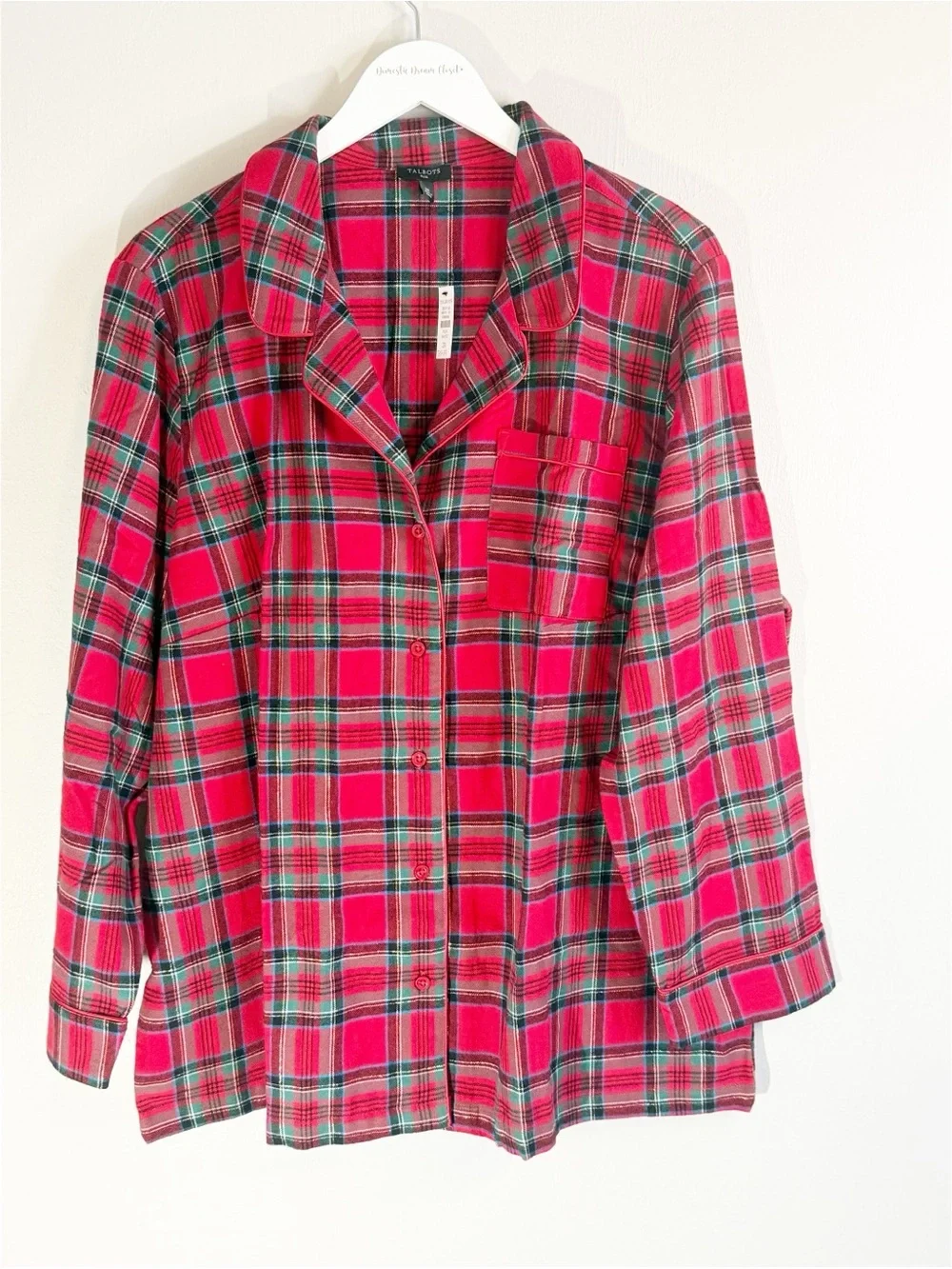 New TALBOTS Red Plaid Cotton Flannel Pajama Set SOLSTICE Holiday Cabin Sz 2X